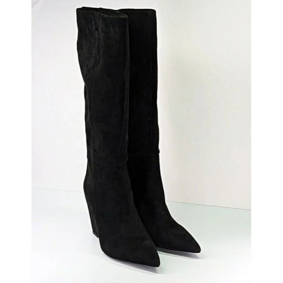 Jeffrey Campbell Women's Katerina Wedge Heel Boots Black Suede Size 10 MSRP $275 - Picture 2 of 11